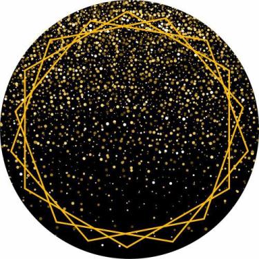 Imagem de Painel de Lona Redondo Chuva De Glitter e Formas - Fabrika de Festa, 1