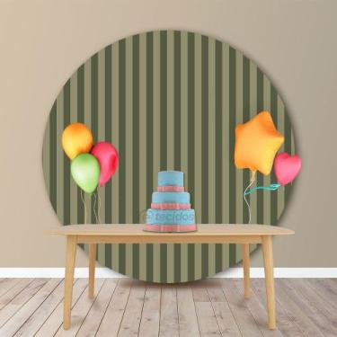 Imagem de Painel Redondo em Jacquard Verde Musgo Listrado - Jacquard Tradicional