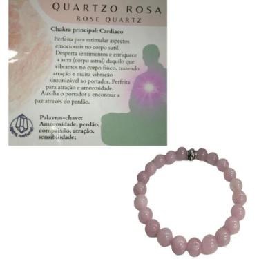 Imagem de Pulseira Espiritual Pedra Quartzo Rosa  Amor  Harmonia  Equilíbrio Emo