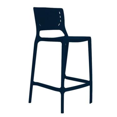 Imagem de Banqueta Alta Cozinha Azul Marinho Empilhável Saturno em Polipropileno