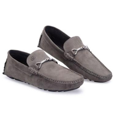 Imagem de Sapato Masculino Mocassim Drive Couro Confortável - Dona Lu, Grafite, 