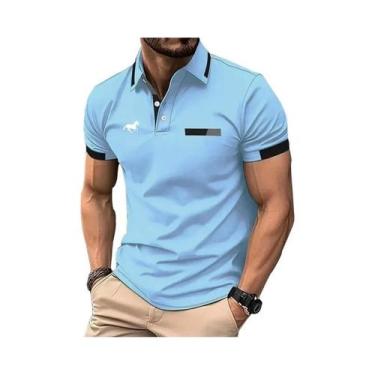 Imagem de Camisa Polo Masculina Slim Fit De Verão Com Manga Curta, Estilo Casual