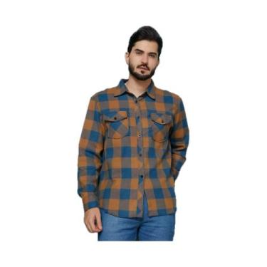 Imagem de Camiseta Masculina Xadrez Flanelada Com Bolsos Manga Longa  Premium - 