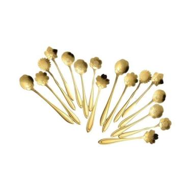 Imagem de Conjunto De Colheres De Chá E Café Em Aço Inoxidável Com Design Floral