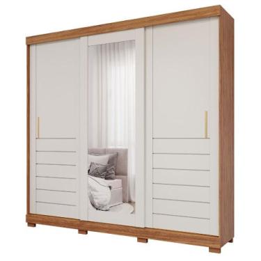 Imagem de Guarda Roupa Maite 3 Portas Correr com Espelhos e Pés - Panan, Cinamom