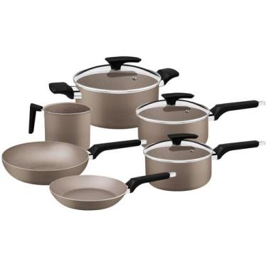 Imagem de Jogo de Panelas Tramontina Antiaderente de Alumínio Amêndoa Milazzo, A