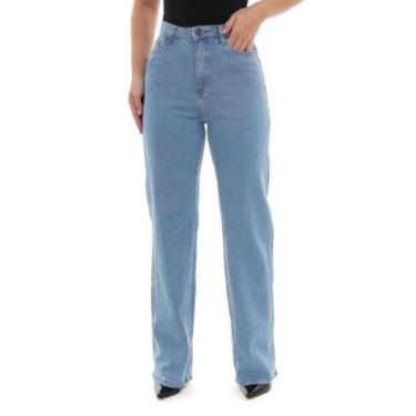 Imagem de CALÇA JEANS WIDE LEG FEMININA CINTURA ALTA BÁSICA COM ELASTANO 28000 42 VINTAGE UNICA-Feminino