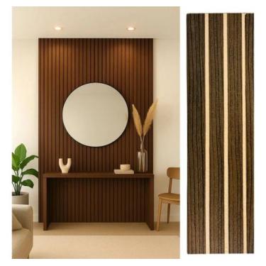 Imagem de Kit 10 Painel Ripado Autocolante Mdf C/ Dupla Face 45x11 - Hauzi Decor