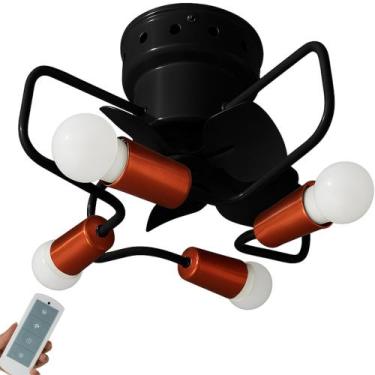 Imagem de Ventilador Teto WEG 8090 Compacto Preto Detalhes Cobre Controle Remoto