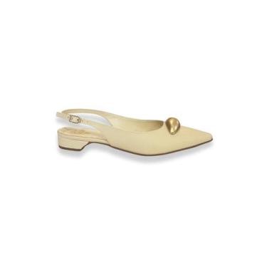 Imagem de Slingback Off White Salto Baixo Divalentini, 36
