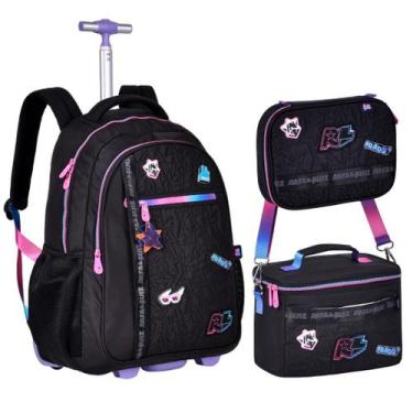 Imagem de Kit Escolar Mochila de Rodinha Lancheira Estojo Rafa & Luiz RL24018-20