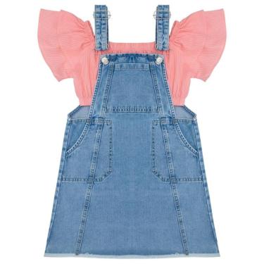 Imagem de Salopete Juvenil Look Jeans c/ Blusinha Jeans - UNICA - 6-Feminino