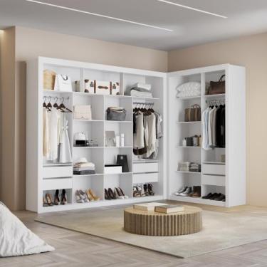 Imagem de Closet Modulado Duplo 6 Gavetas MDF Amoudi Móveis, Branco