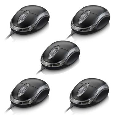 Imagem de 5 Mouse USB Óptico Knup 1200 DPI Preto 3 Botões Cabo 1,5m
