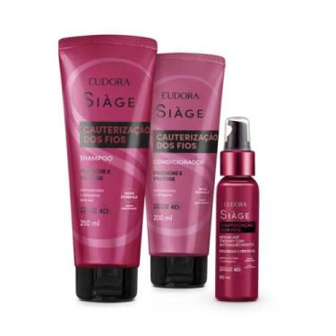 Imagem de Kit Eudora Siàge Shampoo, Condicionador e Sérum Cauterização dos Fios