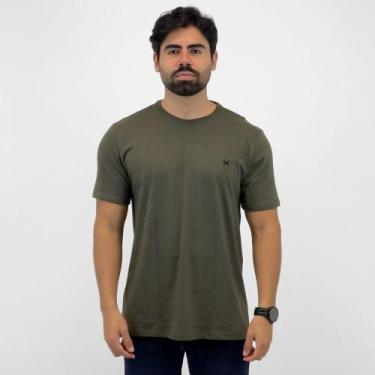 Imagem de Camiseta Hering Básica Manga Curta Masculina, XG, Verde militar