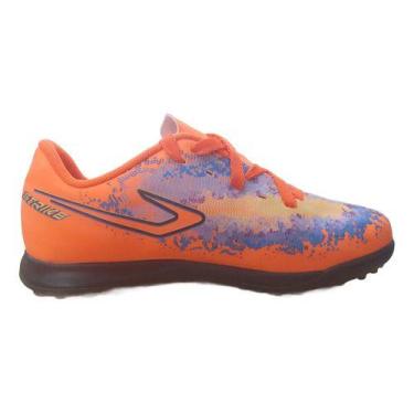Imagem de Chuteira Topper Society Strike Tf Masculina Grama Sintética, Laranja, 