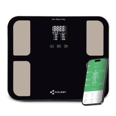 Imagem de Balança Digital Corporal de Bioimpedância até 180kg Preta Aolink A520B