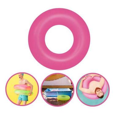 Imagem de Boia Neon Redonda Piscina Adulto Criança Inflável 90cm Rosa - Mor