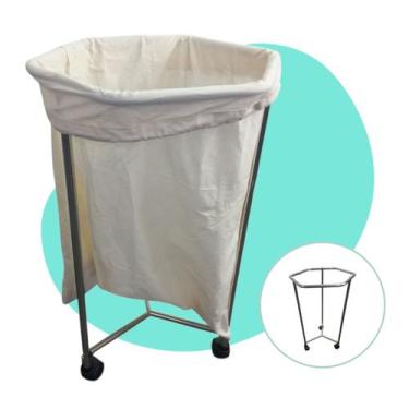 Imagem de Porta Suporte Saco Hamper Hospitalar 100 Litros Com Rodizios Clínica M