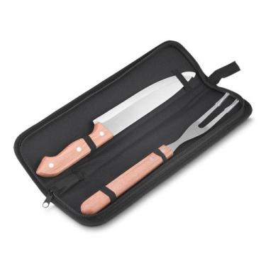 Imagem de Conjunto Churrasco Gourmet com Faca, Garfo e Estojo para Churrasqueiro