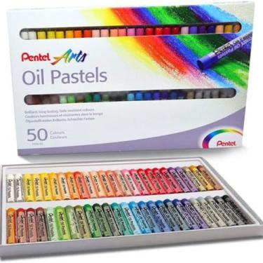Imagem de Giz Pastel Oleoso 50 Cores Pentel Arts Artístico Macio Resistente Para