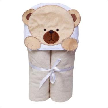 Imagem de Toalha de banho para bebe papi soft com fralda  ursinho bege