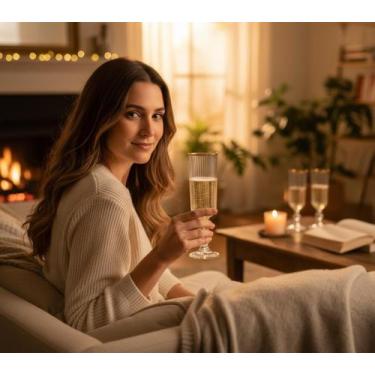 Imagem de Jogo 6 Taças de Champagne Versalhes Gold em Vidro 170 ml - Lehavi