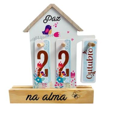 Imagem de Calendário de Mesa Permanente em Madeira Afetivo - Decornato