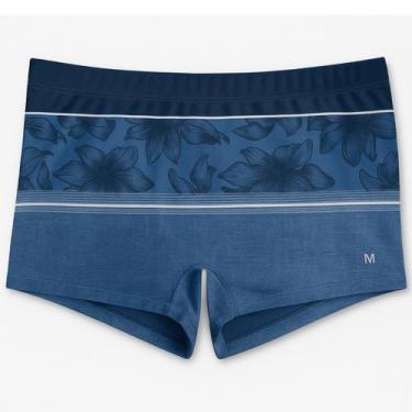 Imagem de Sunga Praia Boxer Mash Laterais Largas Estampada Microfibra, Marinho, 