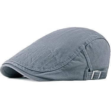 Imagem de Boina Italiana Retro Moda Outono Lisa Chapéu Unissex Ajustável Casual (cinza)