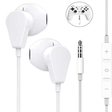 Imagem de Geekria Fones de ouvido de 3,5 mm com microfone, compatível com PS4, Google Stadia, Luna, Xbox One, laptop, PC, smartphone, fone de ouvido para jogos com microfone e controle de volume, fone de ouvido estéreo. (branco)