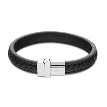 Imagem de Tommy Hilfiger Pulseira masculina de aço inoxidável trançado magnético e couro preto cor: preta (modelo: 2790375), standard, Aço inoxidável e couro preto, Sem pedras preciosas