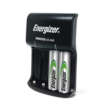 Imagem de Carregador de bateria Energizer recarregável AA e AAA (Recharge Pro) com 4 pilhas recarregáveis AA NiMH, Carregador básico c/ 2AA, N/a, Basic Charger w/ 2-AA