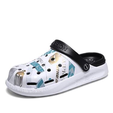 Imagem de SHABADUER Tamancos de verão masculinos e femininos, sapatos de água casuais confortáveis, atacadistas, sapatos de praia, Branco, 12 Women/9 Men