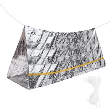 Imagem de barraca de emergência para 2 pessoas,Barraca de sobrevivência mais resistente, barraca de sobrevivência de emergência barraca de tubo de abrigo de emergência, para acampamento, caminhada (prata), barraca de sobrevivência equipamento tático de sobrevivência