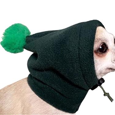 Imagem de Yajun Chapéu de cachorro de gato quente chapéu de lã polar de inverno com cordão ajustável chapéu de lazer filhote de cachorro protetor de ruído ao ar livre capa de orelha, verde, P (26 * 20,5 cm)
