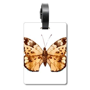 Imagem de Borboleta com asas marrons etiqueta de mala de bagagem etiqueta de cartão de bagagem pendurado etiqueta, Multicolorido.