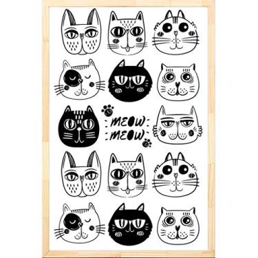 Imagem de Quadro De Gatos Em Preto E Branco Decore Pronto Multicor Pequeno 20x30cm