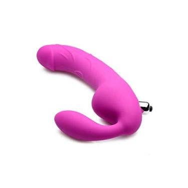 Imagem de Strap U Dildo Sem Alça De Silicone Vibratório Royal Rider Dobro Roxo