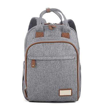 Imagem de Bolsa multifuncional para troca de fraldas Mochila Bolsa para fraldas de bebê Embalagem para fraldas, Bolsa para roupas molhadas independente, para mamãe e papai, 29 * 13 * 40cm, Tecido impermeável de alta capacidade, cinza