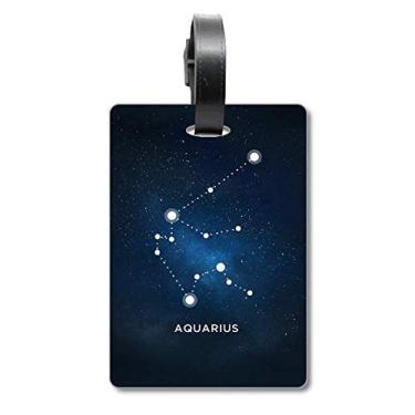 Imagem de Aquarius Constellation Zodíaco Símbolo Bagagem Etiqueta Bagagem Etiqueta Scutcheon Etiqueta