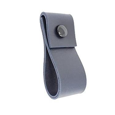 Imagem de Puxador Doba Parafuso - Textura de Couro Azul Marinho - Parafuso Preto