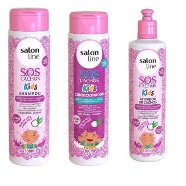 Imagem de Kit Sos Kids Shampoo + Condicionador + Ativador De Cachos Salon Line