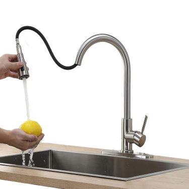 Imagem de Torneira Gourmet Monocomando Com Misturador Água Quente e Fria + Ducha Extensível de 50cm Para Cozinha