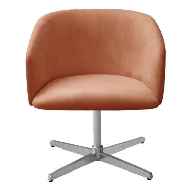 Imagem de Poltrona Decorativa Atenas Cadeira Giratória Pé Metal Salão Escritório