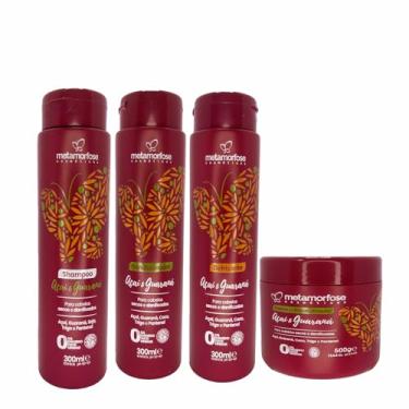Imagem de Kit shampoo e condicionador Vegano Açaí e Guaraná - 1 Shampoo + 1 Condicionador + 1 Defrisante + 1 Creme Nutricional Profissional