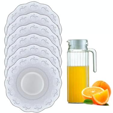 Imagem de Conjunto Completo 12 Pratos Fundo De Vidro + Jarra 1 Litro