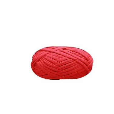 Imagem de Danselegant Fio de camiseta de linha plana faça você mesmo tecelagem macia material de tricô para tapetes bolsas chinelos sandálias 39 cores crochê feito à mão (vermelho)