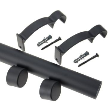 Imagem de Kit Varão De Cortina Valencia 19mm 2,00m (tampa) Couselo Preto